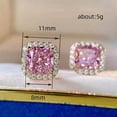 thumbnail image 2 of GKNET Women 925 Silver Pink Square Zircon Crystal Stud Earrings Wedding Jewelry, 2 of 4
