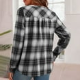 thumbnail image 6 of Flannel Shirt Women Button Front V-Neck Pullover Plaid Shirts Christmas Casual Long Sleeve Fall Flannels Tops, 6 of 8