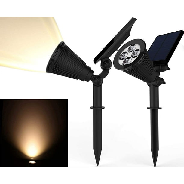 Solar Spotlights, 2-in-1 Adjustable 4 LED Wall/Landscape Solar Lights ...