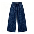 thumbnail image 7 of Women Leopard Sweatpants Baggy Wide Leg Pants Fall Y2K Lounge Sweat Pants with Pockets,Straight Leg, Pull on, Gym,Navy,XL, 7 of 7