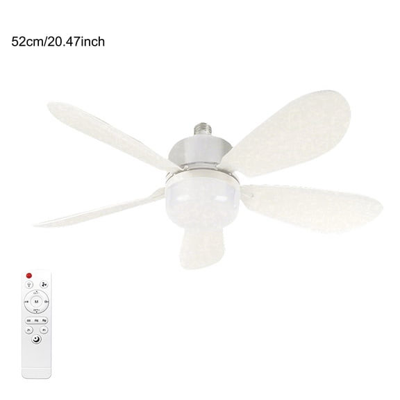 20.47Inch Socket Fan Light with Remote, 3 Color & 3 Speed Ceiling Fan Light with Timer for Home, Kitchen, Living Room, Bedroom