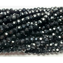 4mm 15 Inches Black Glass Faceted Round Beads ForJewelry Making