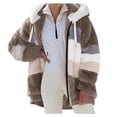 thumbnail image 1 of Gibobby Chamarras para mujer, Chamarra de forro polar Sherpa para mujer, holgada, de manga larga(Caqui,G), 1 of 5