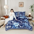 thumbnail image 4 of Castle Fairy Blue Peony Twin Comforter Sets for Teens,Floral Flower Bedding Set, 4 of 8