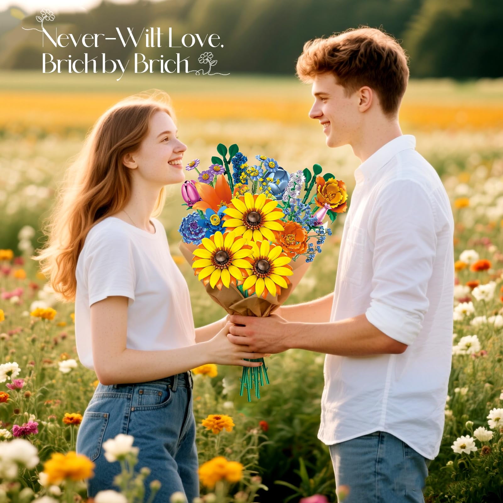 Flower Bouquet Building Set, Sunflowers Botanicals Collection(919PCS) Compatible with Lego - Perfect Mother's Day Gift for Mom, Building Block Toy for Adults Women