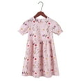 thumbnail image 4 of Mikilon Girls' Puff-sleeved Holiday Dress Size 3-9 Years Round-Neck Floral Ruffled Dress Sweet Comfortable Dress, 4 of 6