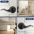thumbnail image 4 of 2 Pack Oil Rubbed Bronze Door Handles without Keys, Interior Door Knobs for Hallway/Closet/Storeroom, Non-Lock Passage Door Knobs, Elegant Wave Design, Reversible for Left/Right Handed Doors, 4 of 4