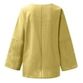 thumbnail image 5 of Yigetop Linen Shirts for Women Linen Shirts for Women 2025 Trendy Long Sleeve Summer Tops Casual Loose Tshirts Basic Tees Women's Linen Shirt Yellow3 4XL, 5 of 5