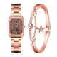 thumbnail image 1 of Relojes de pulsera para mujer, de moda, de cristal dorado, de acero inoxidable, analógico, de cuarzo, para escritorio, 1 of 3