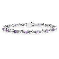 10k White Gold Diamond and Amethyst Bracelet
