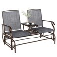 thumbnail image 2 of Outsunny 2-Person Outdoor Glider Bench w/ Center Table, Steel Frame for Backyard Garden Porch, Gray, 2 of 9