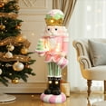 thumbnail image 2 of 3Ft Tall Nutcracker Pink Soldier with Candy Tree Holiday Decoration with Lights, 2 of 12