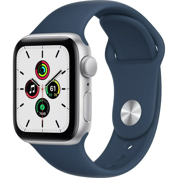 Restored Apple Watch SE 40mm Silver Aluminum (GPS) with Abyss Blue Sport Band (Refurbished)