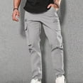 thumbnail image 2 of Wiicoznt Men's Pants Loose Straight Leg Zipped Pants with Pockets Solid Color Casual Fit Trousers, 2 of 7