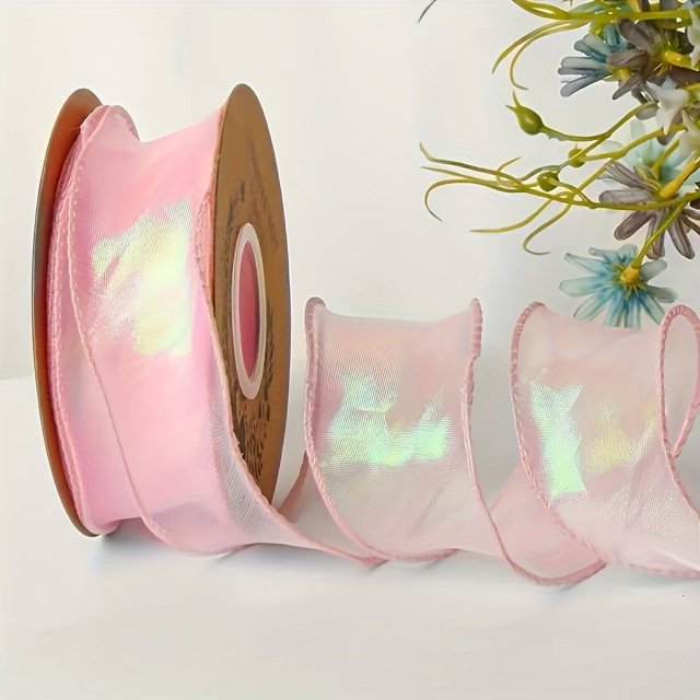 Dsseng 10 Yards Iridescent Fishtail Ribbon - White Lightweight Yarn for Floral Arrangements Gift Wrapping & Sewing Accessories - For Crafters & DIY Enthusiasts - Perfect for Weddings &