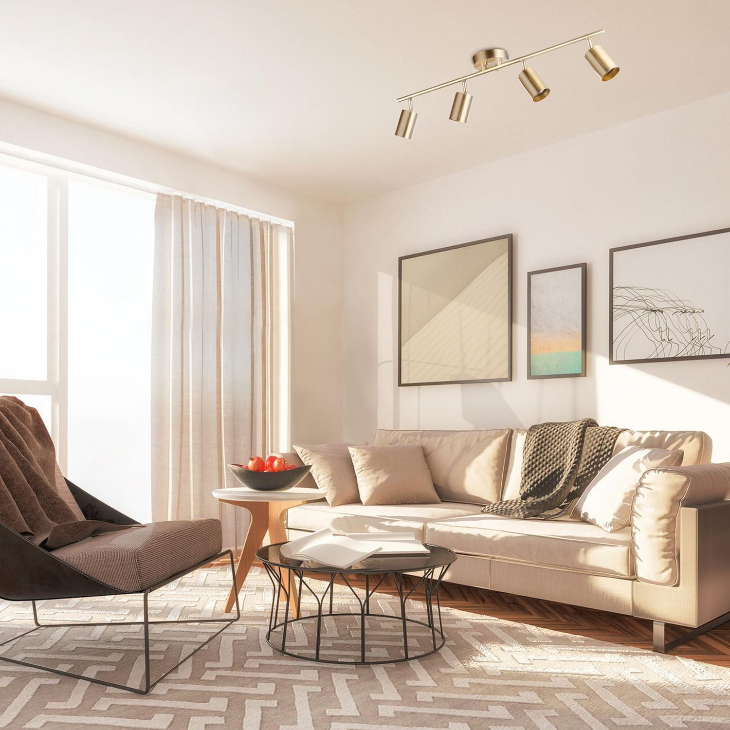 Plafonnier projecteur Pratt, laiton mat