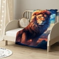 thumbnail image 2 of JEUXUS  Lion Throw Blanket Gifts for Adults Kids Flannel Decorative Blankets Fuzzy Sofa Warm and Cozy Throws for Living Room for Bedding Couch and Gift, 2 of 6