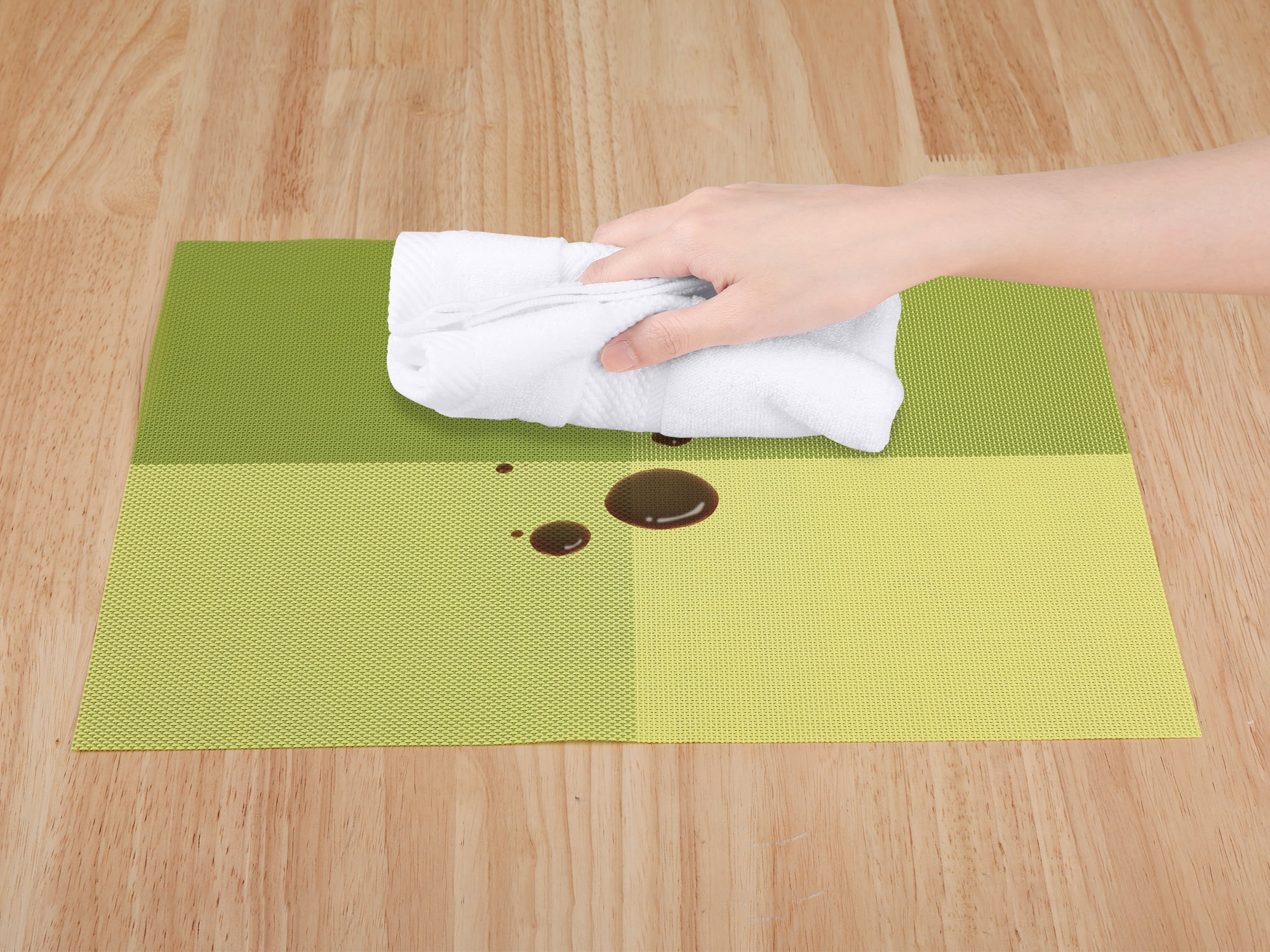 Unique Bargains Placemats for Kitchen Table Heat Resistant Table Placemats Green