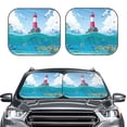 thumbnail image 2 of Goofa Lighthouse Sea Port Pattern 2 Piece Car Windshield Sun Shade Foldable | Front Windshield Shade for Sun, Heat and UV Rays | Sunshade for Car Front Window-, 2 of 6
