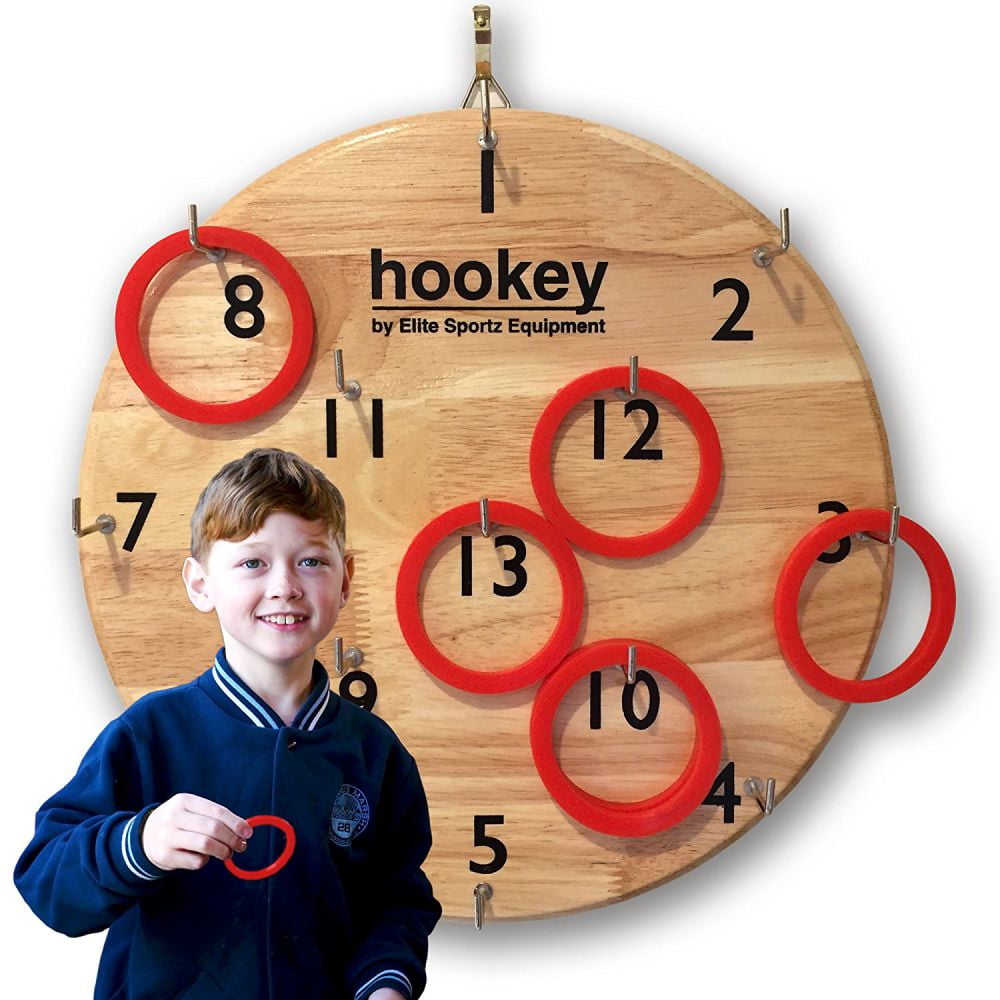 Hookey Ring Toss Game,Hook It Ring Toss Game for Kids & Adults – Includes  Rings and Extra Hook – Indoor & Outdoor Games for Family and Friends – Safe  Alternative to Darts 