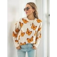 thumbnail image 4 of Women'S Casual Butterfly Print Knitted Pullover Sweaters Long Sleeve Crew Neck Jumper Tops XL, 4 of 9