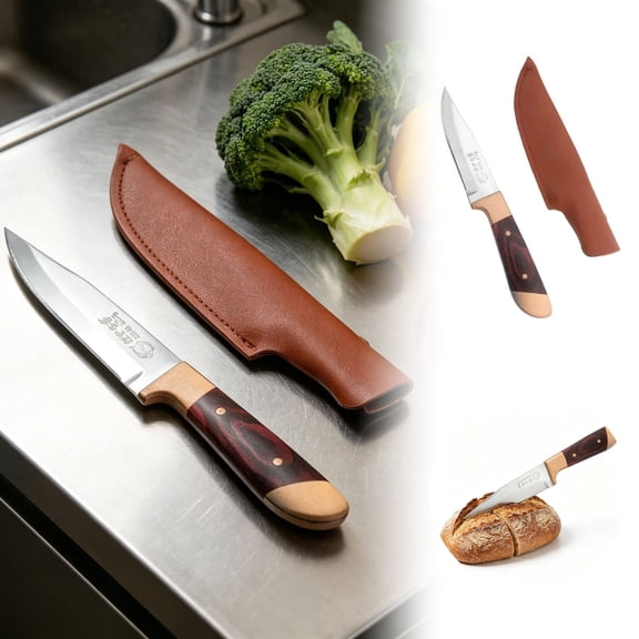 Portable Folding Knife Copper Ergonomic Handle High Grade Metal for Outdoor BBQ Camping Fruit Meat Carving Food Cutting