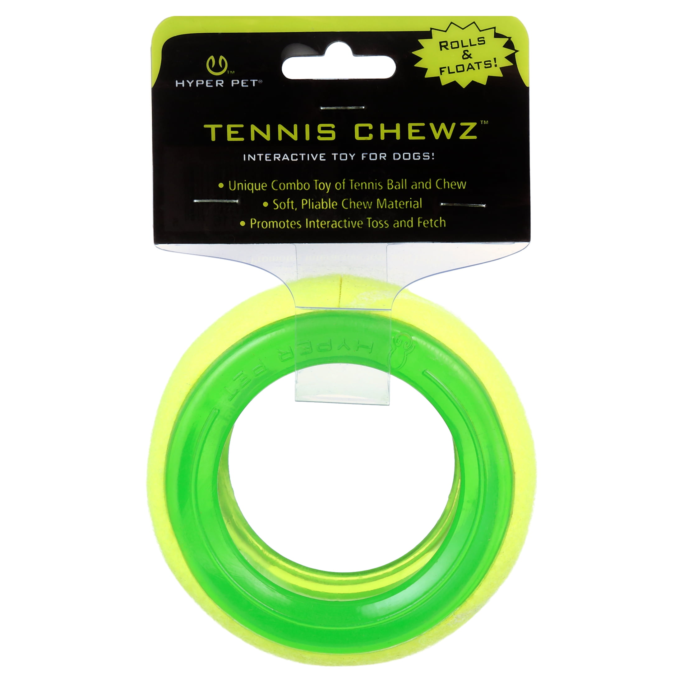 Hyper Pet Tennis Chewz Ring Interactive Pliable Fabric Chew Dog Toy for Dogs, Green