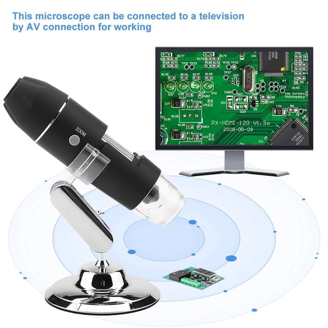 Microscopio Electrónico USB 1600X 2M Portátil Endoscopio de Aumento Lupa Digital con 8 Luz LED Lupa HD con Soporte de Metal Compatible con Mac OS, Window XP o Superiores, Android y Linux Khall YB00403