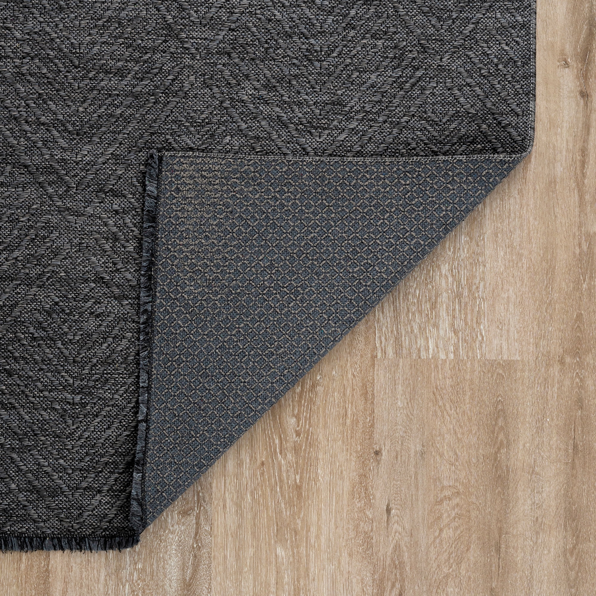 Alma Transitional 2' x 7.7' Dark Gray and Ash, Machine Washable Polyester & Cotton Indoor Area Rug