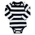 thumbnail image 3 of COUVER Unisex Baby Infant Toddler Long Sleeve Lap Shoulder Striped color Bodysuit Onesie, Black and White, 12M, 3 of 10