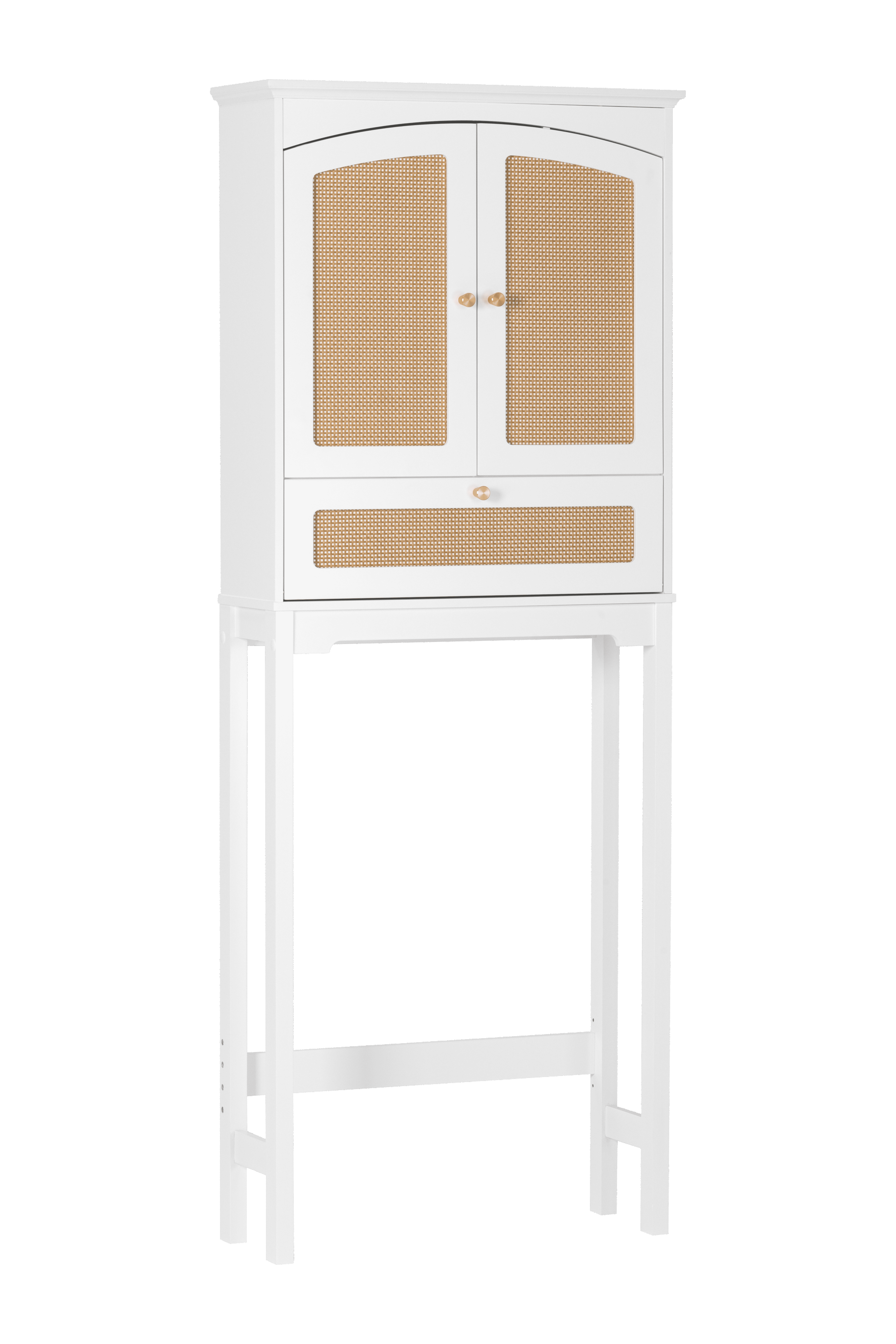 STAROUS Rattan Over Toilet Cabinet:  Bathroom Storage with Tilt-Out Cube & Adjustable Shelf