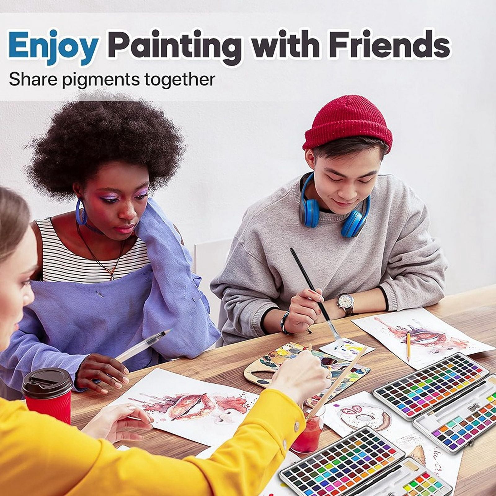 Watercolor Paint Set, 128 Colors Paint with Water Brush Pens
