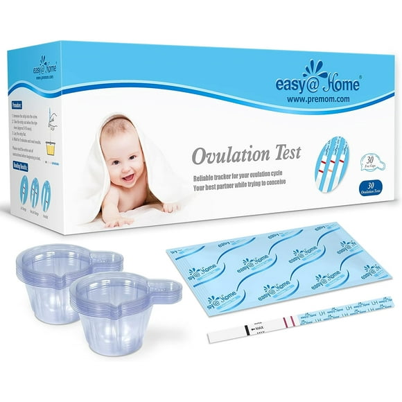 EasyHome Kit de Bandelettes de Test d'Ovulation 30 - avec Application de Prédicteur de Prématurité 30 LH + 30 Gobelets d'Urine