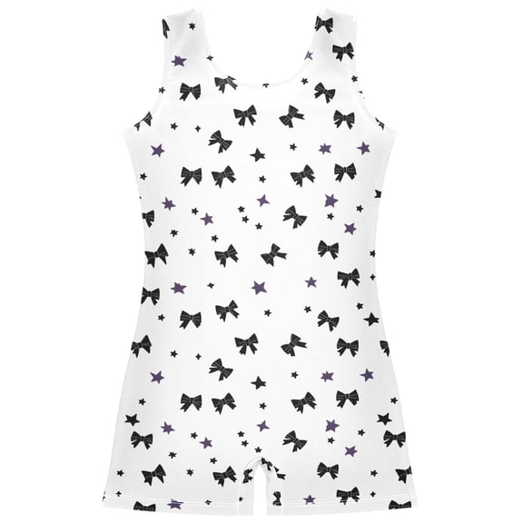 Gymnastics Leotard Sleeveless Cute Bow Stretchy Dance Bodysuit Breathable Athletic Ballet Yoga Outfit for Ages 3-14