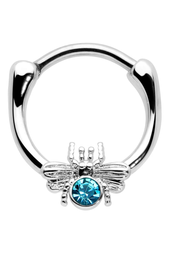 16G 316L Stainless Steel Septum Jewelry Blue Ultra Fly Daith Tragus Cartilage Clicker 8mm