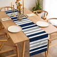 thumbnail image 3 of Navy Blue Grey Striped Table Runner - 90 Inch Long, Kitchen Dining Table Runner Dresser Scarves, Modern Minimalist Ombre Lines Farmhouse Decor for Coffee Tables Wedding Party Banquet, 3 of 8