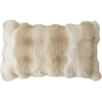 Fennco Styles Luxury Faux Fur Decorative Filled Lumbar Throw Pillow 12" W X 20" L – Ivory Plush Fluffy Cushion for Couch, Bedroom, Living Room and Office Décor