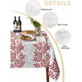 thumbnail image 3 of Red Gray Botanical Tablecloth Rectangle Table Cloth 60x120, Waterproof Tablecloth Outdoor Table Cloth, Pastoral Spring Summer Leaf Aesthetics Washable Table Cover for Kitchen Dinning Party, 3 of 8