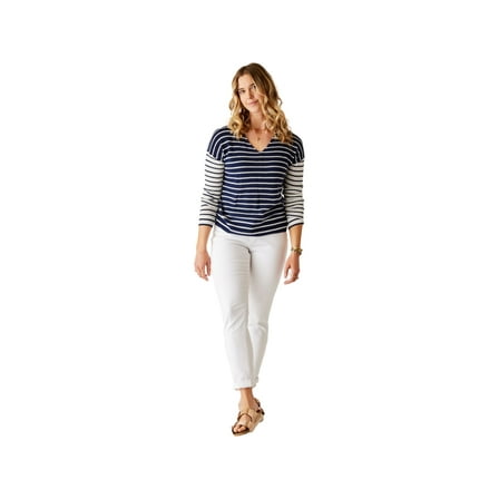 Carve Designs Zella Pullover - Women's, Navy Breton Stripe, Large