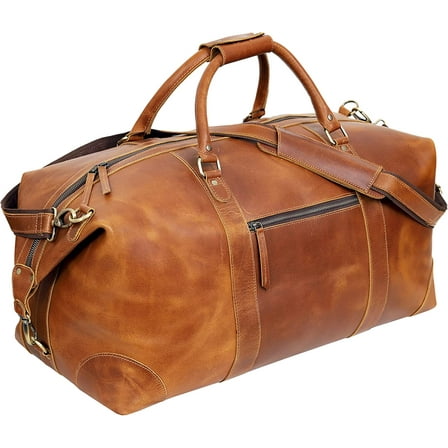 24" Leather Buffalo Travel Case Duffel Luggage Bag, Gym Travel Tote Duffel, Overnight Weekender