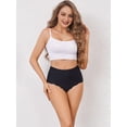 thumbnail image 5 of Women No Show High Waisted Panties Tagless Wave Edge Full Coverage Ladies Briefs Black XL, 5 of 8