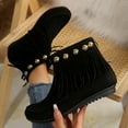 thumbnail image 5 of Wowcloth Women's Fashion Casual Winter Ankle Boots – Comfortable Fringed Round Toe Pull-On Flat Sole Booties for Everyday Outfits, 5 of 9