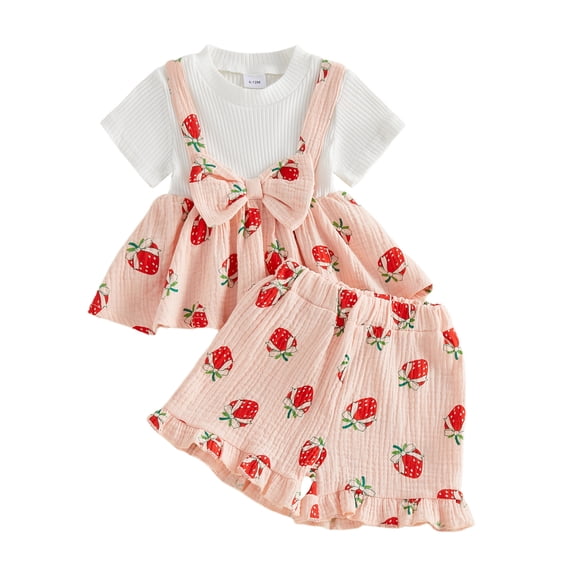 Girls Summer Outfits Romper Shorts Set Floral Summer Outfits 3 Months Cute Baby Clothes Girls Summer Set 1-4 Years,6-12 Months