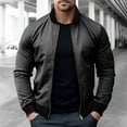 thumbnail image 2 of BVnarty Men's Bomber Jacket Slim Fit Lightweight Stand Collar Zipper Closure Long Sleeve Outwear with Two Side Pockets Dark Gray XXL, 2 of 6