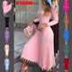 thumbnail image 2 of Suéter largo de punto de color sólido con vestido plisado para mujer, moda de otoño e invierno de Europa y Estados Unidos, 2 of 6