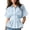 Light Blue, variant on Women's Peplum Striped Shirts Lightweight Thin Collared Button Down Blouses Dressy Casual Batwing Short Sleeve Pleated Waist Tops XL