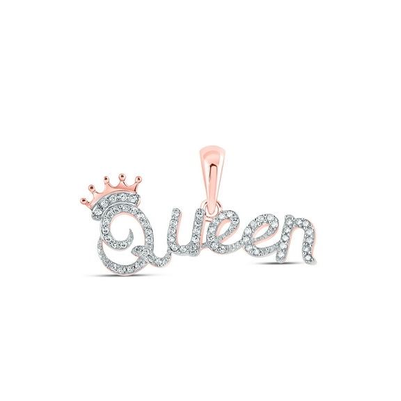 10kt Rose Gold Womens Round Diamond Queen Crown Fashion Pendant 1/6 Cttw