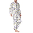thumbnail image 2 of Naloa Daisies Flowers Men’s Pajamas Set - Long Sleeve Button Down Sleep Shirt and Pajama Bottoms Sleepwear Set-Medium, 2 of 7