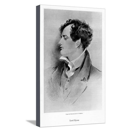 Harlow Canvas Print - Lord Byron, Anglo-Scottish Poet, 19th Century Stretched Canvas Print Wall Art By George Henry Harlow