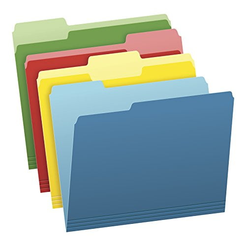 03086 Assorted Colors 1/3-Cut Tabs Pendaflex Two-Tone Color File Folders Pack of 1 Letter Size Bright Green, Yellow, Red, Blue 36 Pack Assorted 